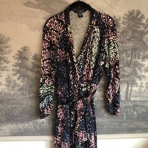 Diane Von Furstenberg Black Wrap Silk Dress Sz 14